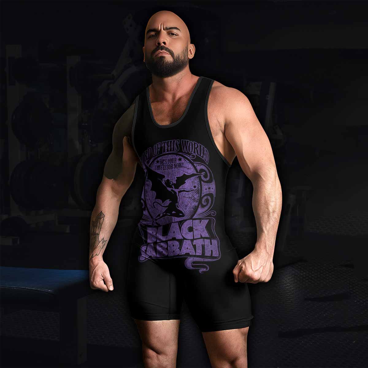 Black Sabbath Lord of This World Wrestling Singlet - men's lifestyle view