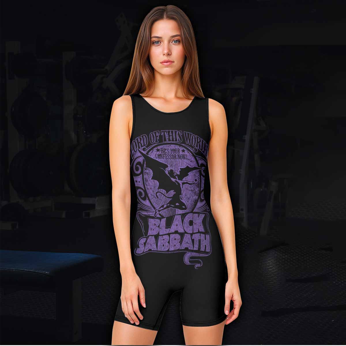 Black Sabbath Lord of This World Wrestling Singlet - women's lifestyle view