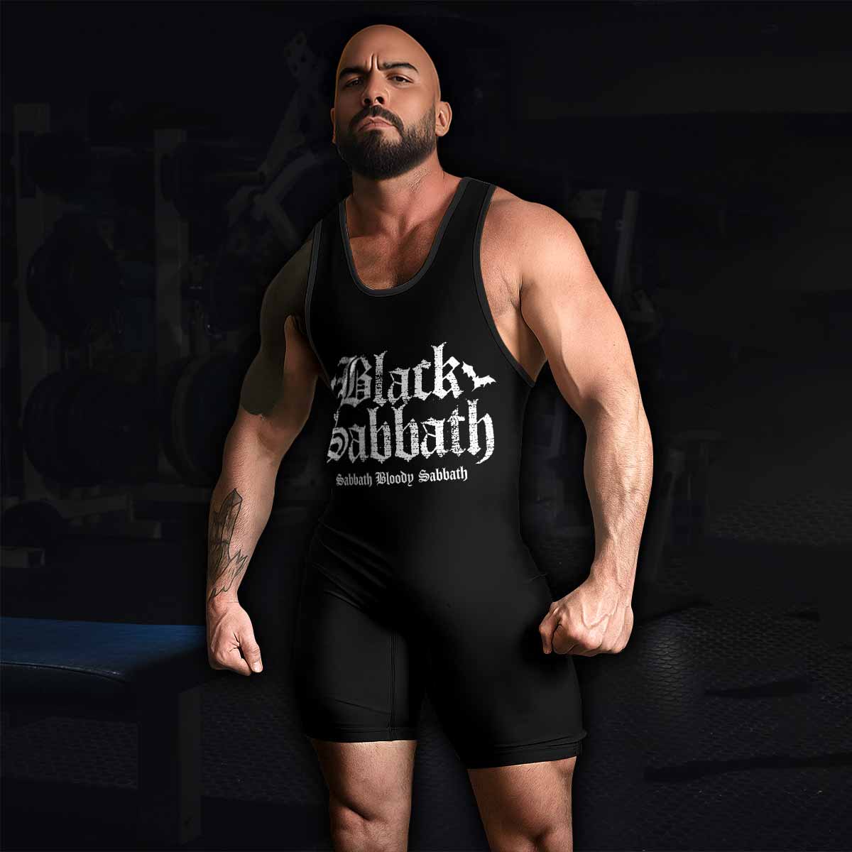 Black Sabbath Sabbath Bloody Sabbath Wrestling Singlet - men's lifestyle view