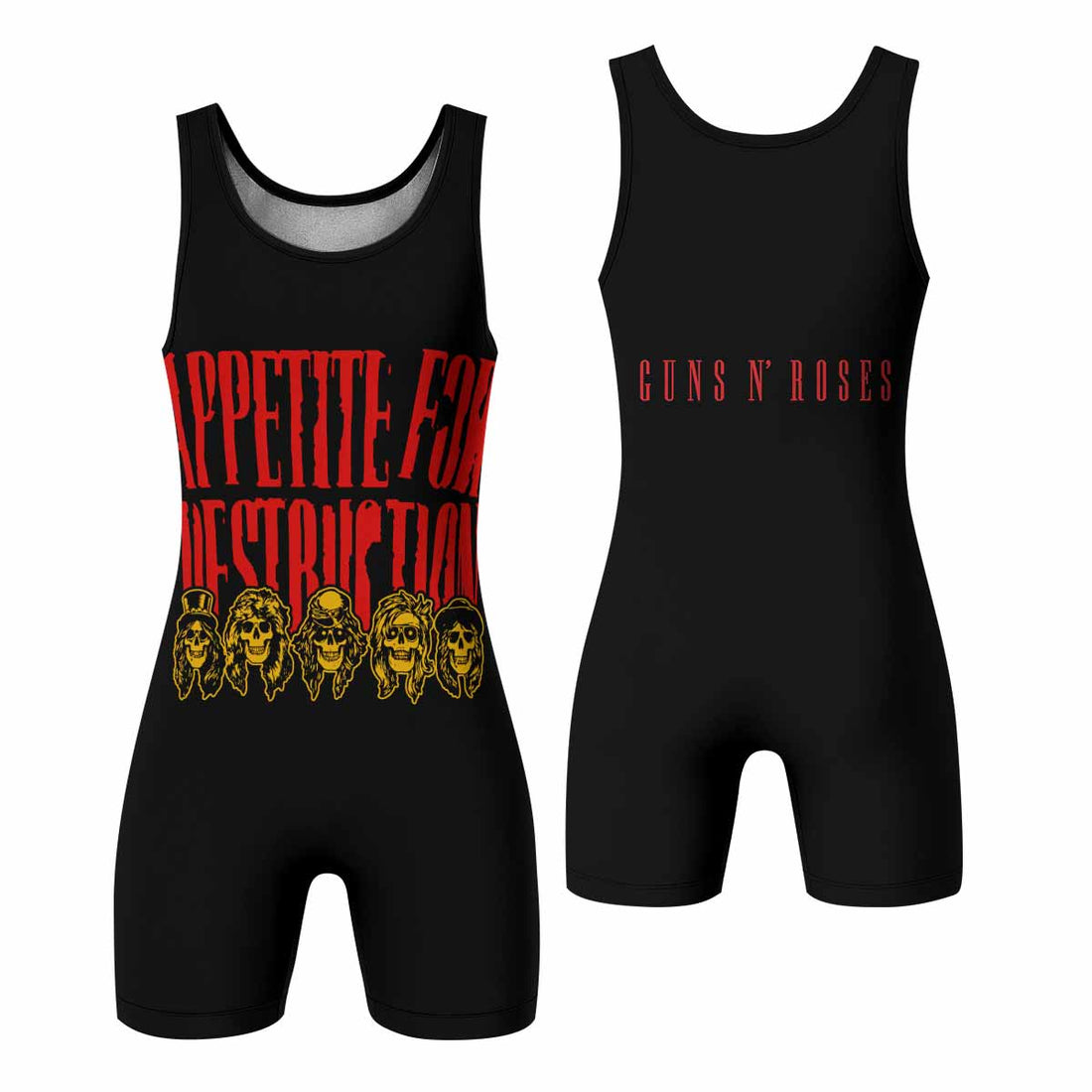 Guns N' Roses Appetite for Destruction Wrestling Singlet - front and back view