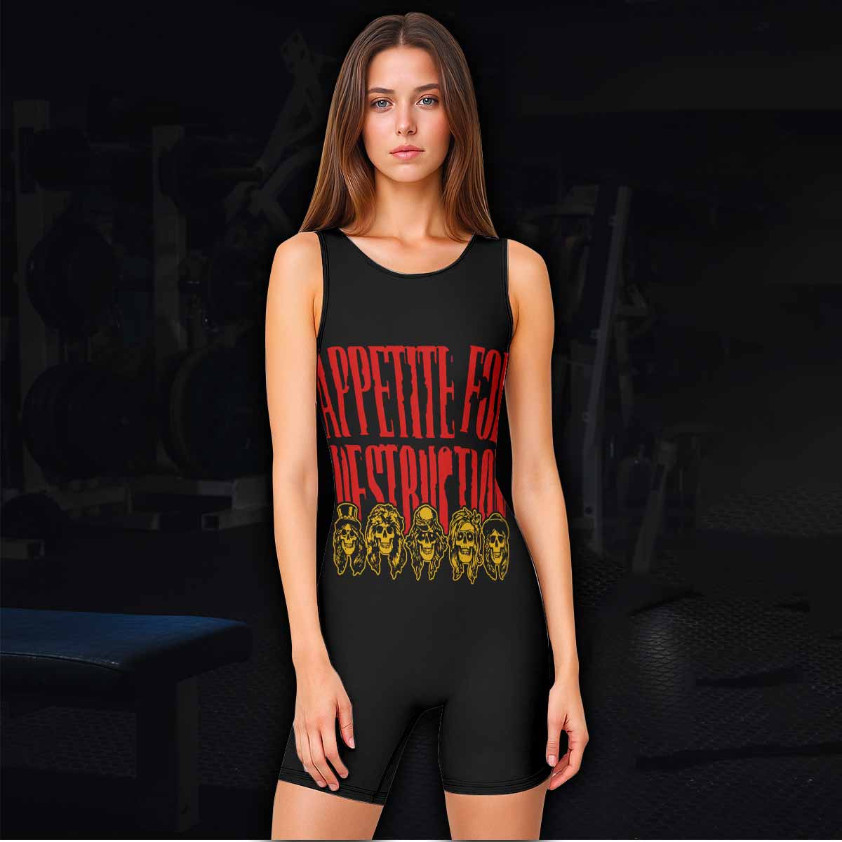 Guns N' Roses Appetite for Destruction Wrestling Singlet - women's lifestyle view