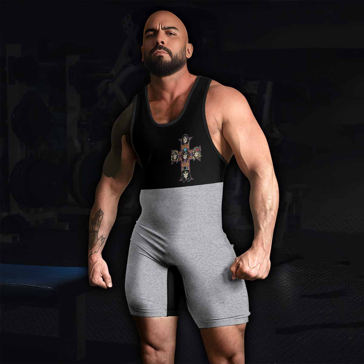 Appetite for Destruction Guns N' Roses Wrestling Singlet - men's lifestyle view