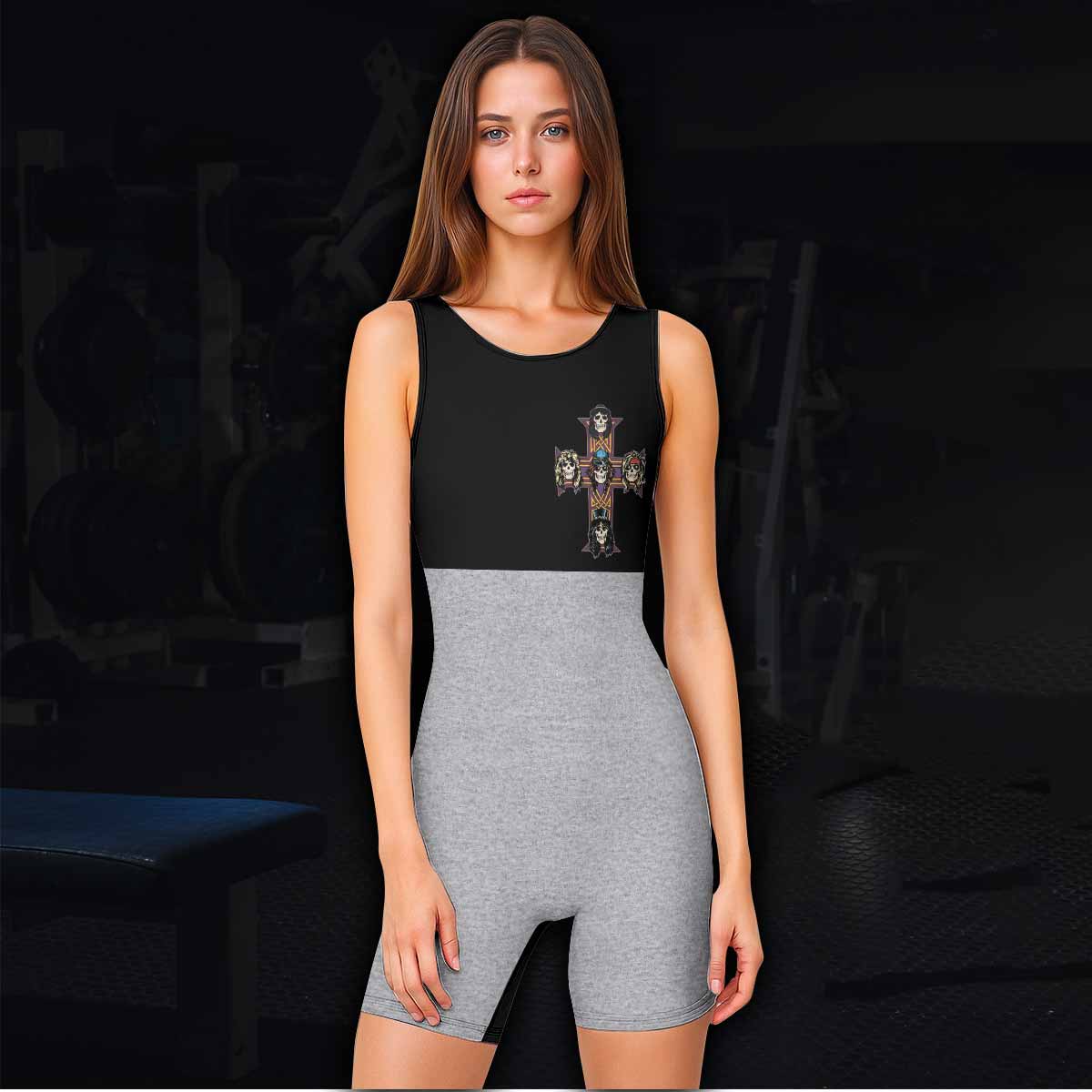 Appetite for Destruction Guns N' Roses Wrestling Singlet - women's lifestyle view