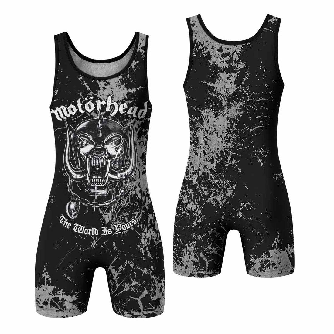 Motörhead The Wörld Is Yours Wrestling Singlet - front and back view
