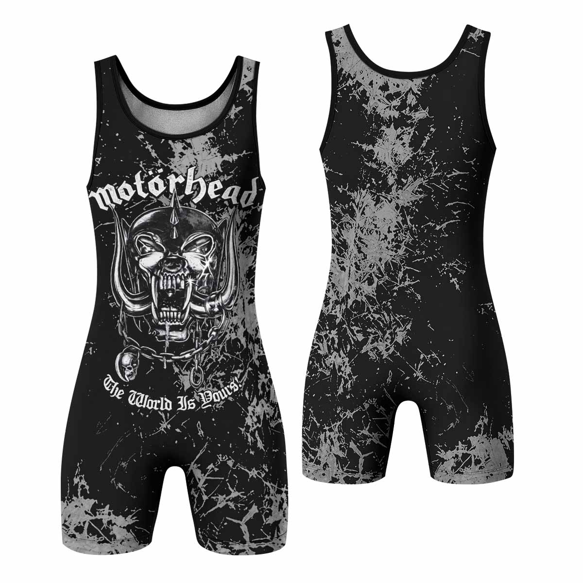 Motörhead The Wörld Is Yours Wrestling Singlet - front and back view