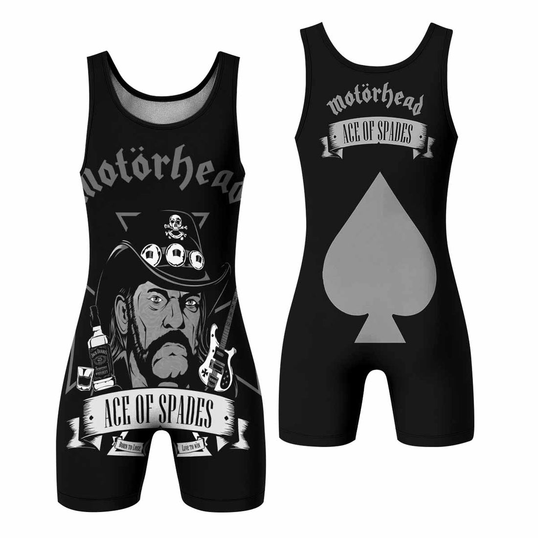 Motörhead Ace of Spades Wrestling Singlet - front and back view
