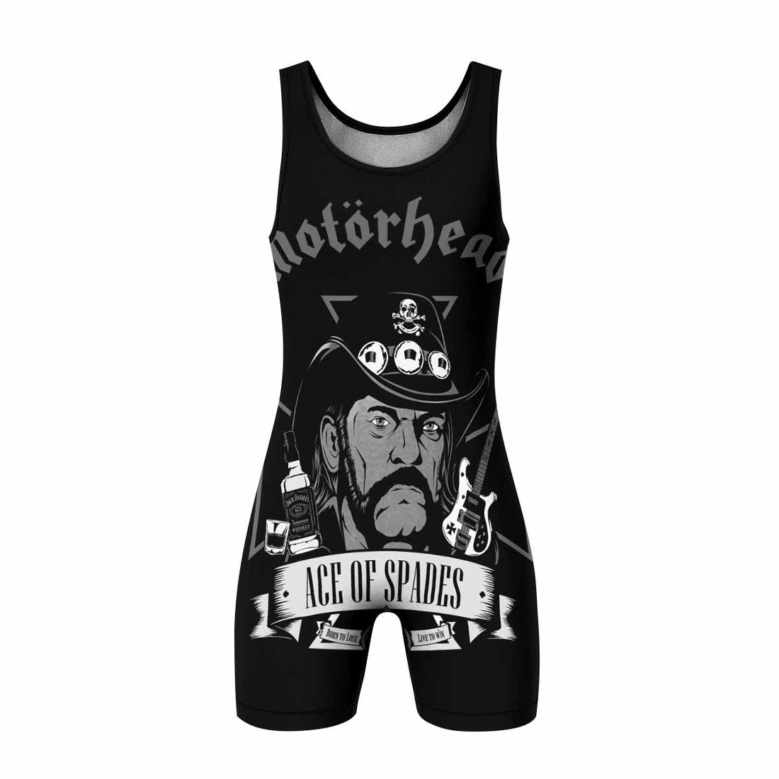 Motörhead Ace of Spades Wrestling Singlet - front and back view