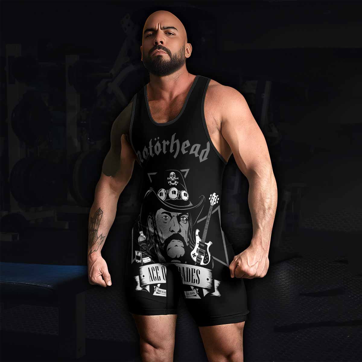 Motörhead Ace of Spades Wrestling Singlet - men's lifestyle view