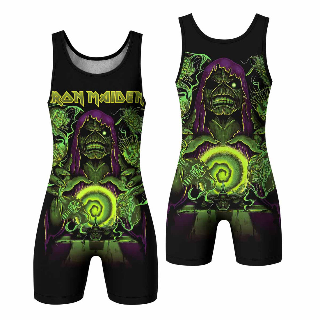 Iron Maiden Run For Your Lives Wrestling Singlet - front and back view