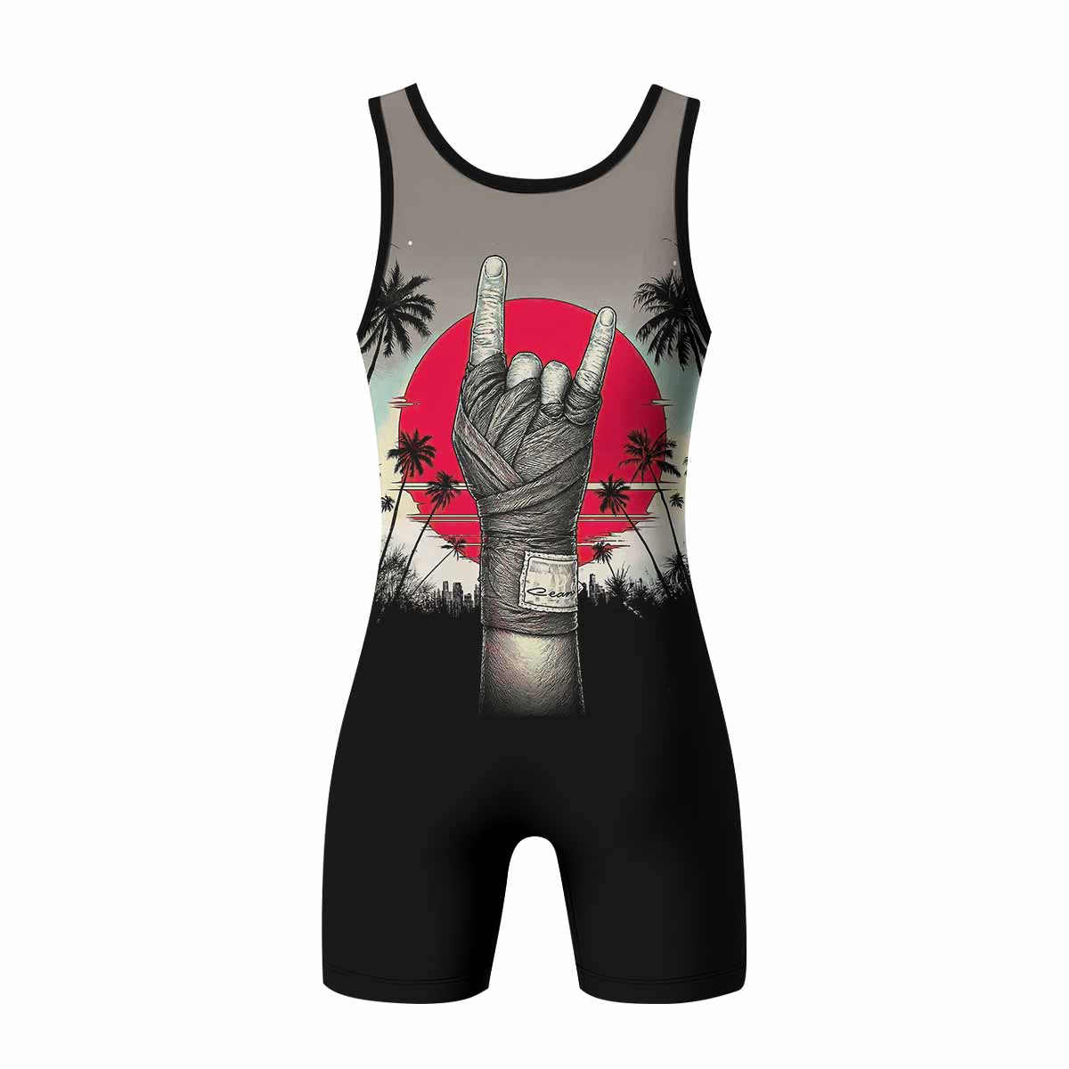 Mötley Crüe Too Fast for Love Wrestling Singlet - back view mockup