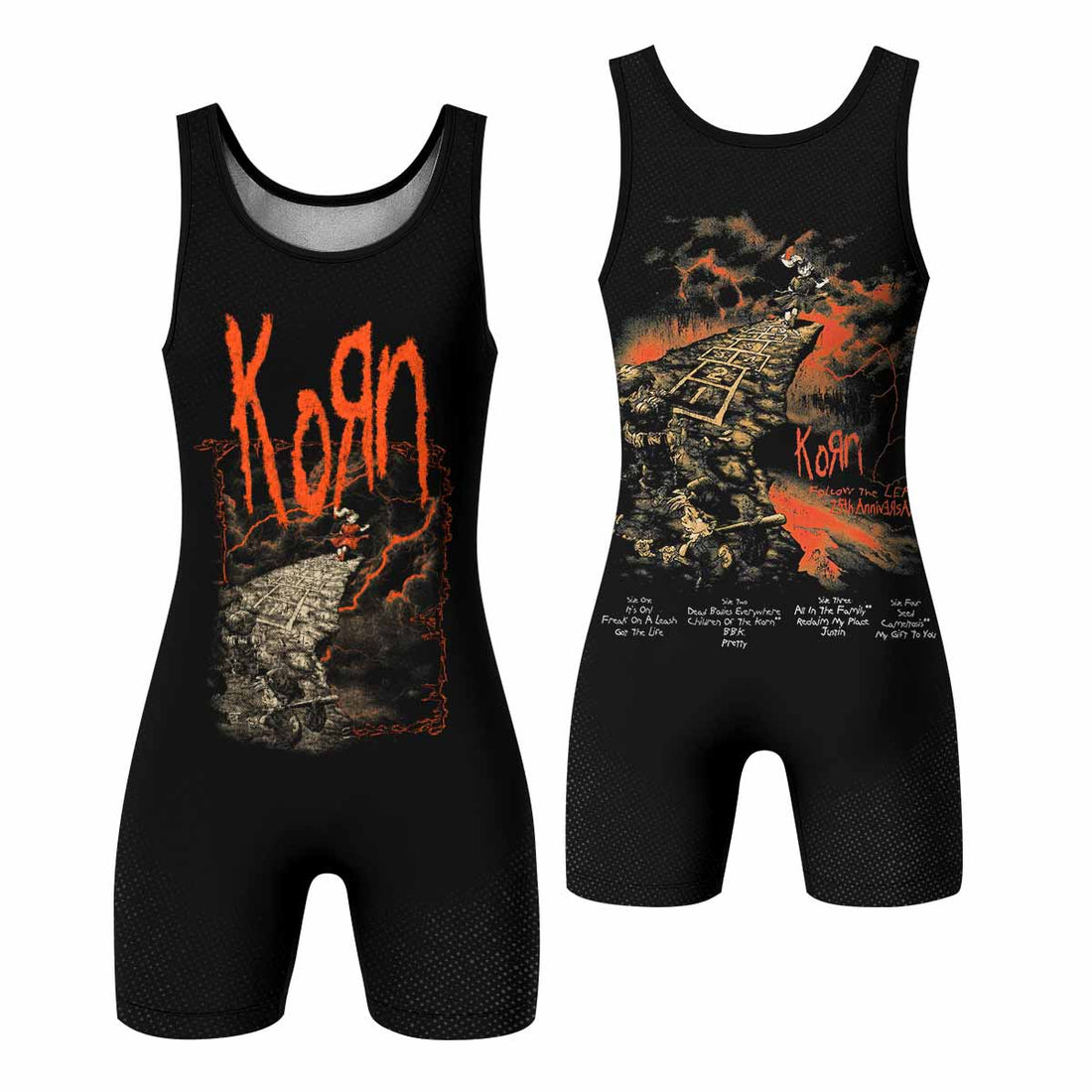 Korn Follow Cliff Wrestling Singlet - front and back view