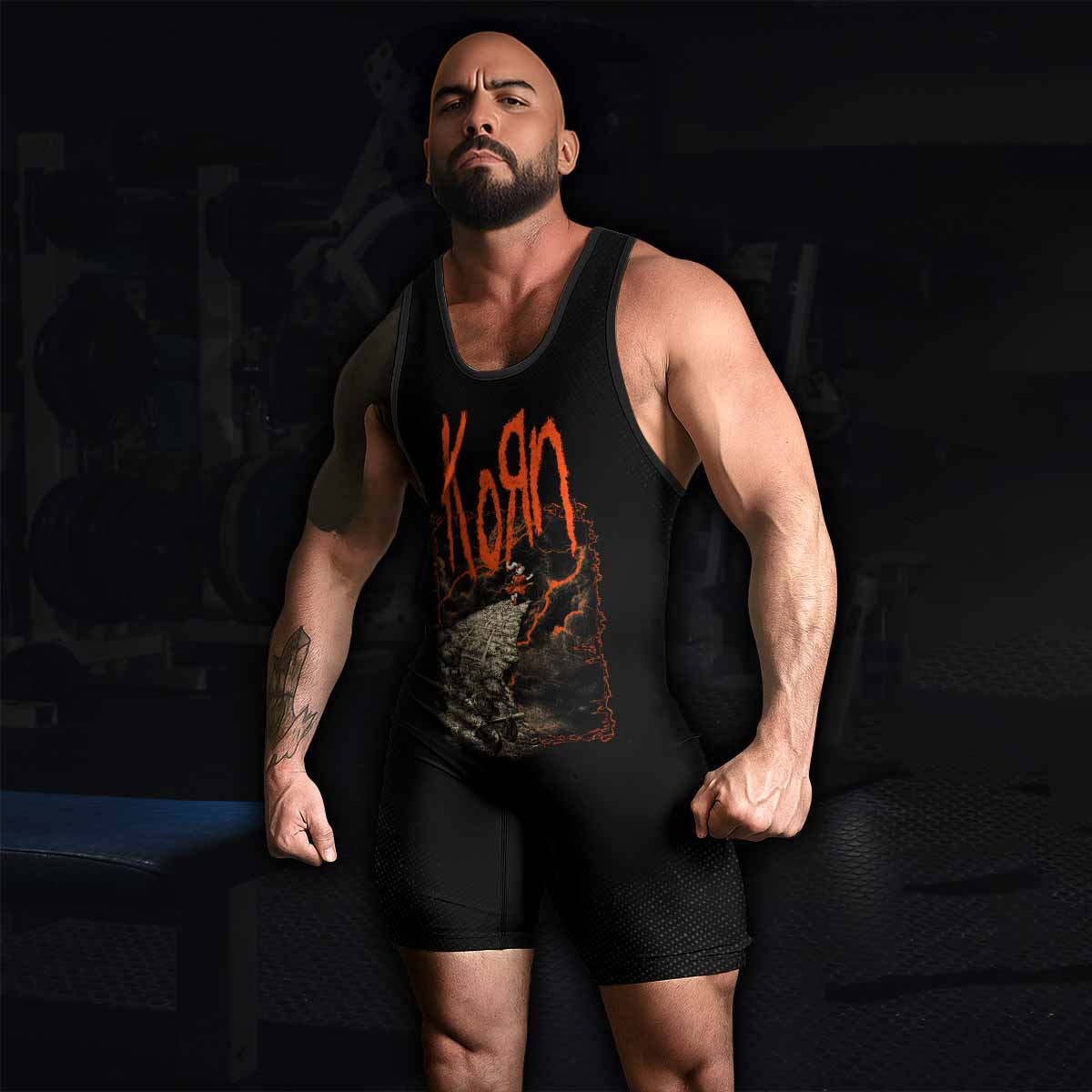 Korn Follow Cliff Wrestling Singlet - men's lifestyle view