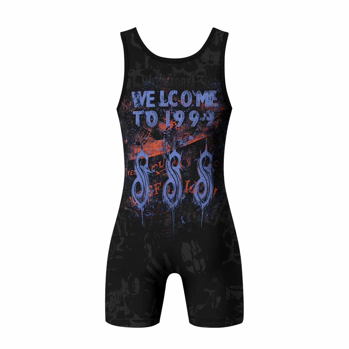 Slipknot Welcome To 1999 Wrestling Singlet - back view mockup