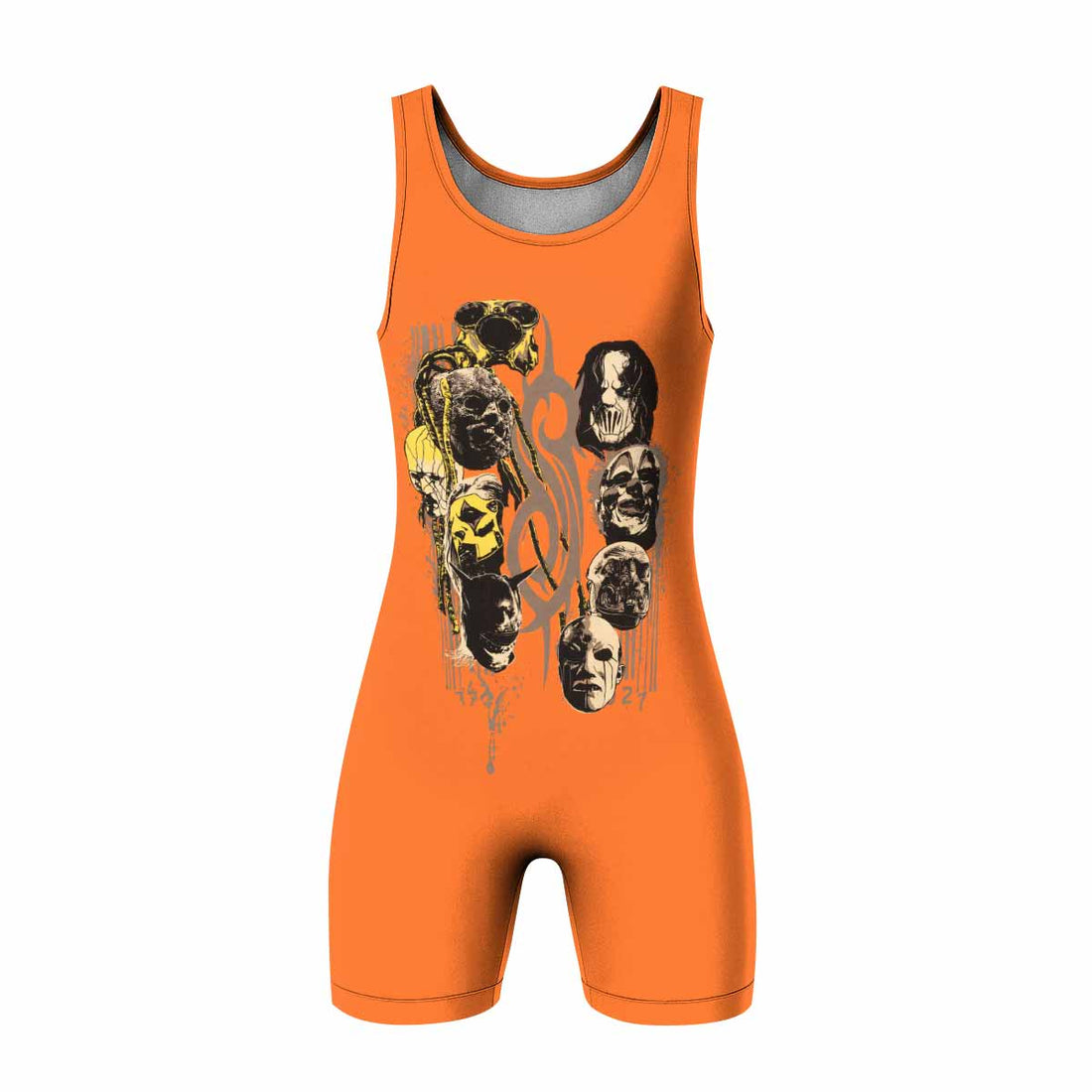 Slipknot Splatter Orange Wrestling Singlet - front and back view
