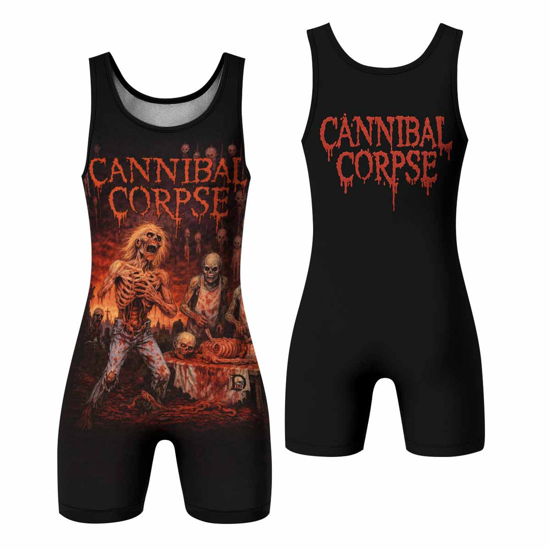 Cannibal Corpse Eaten Back to Life Wrestling Singlet - front and back view