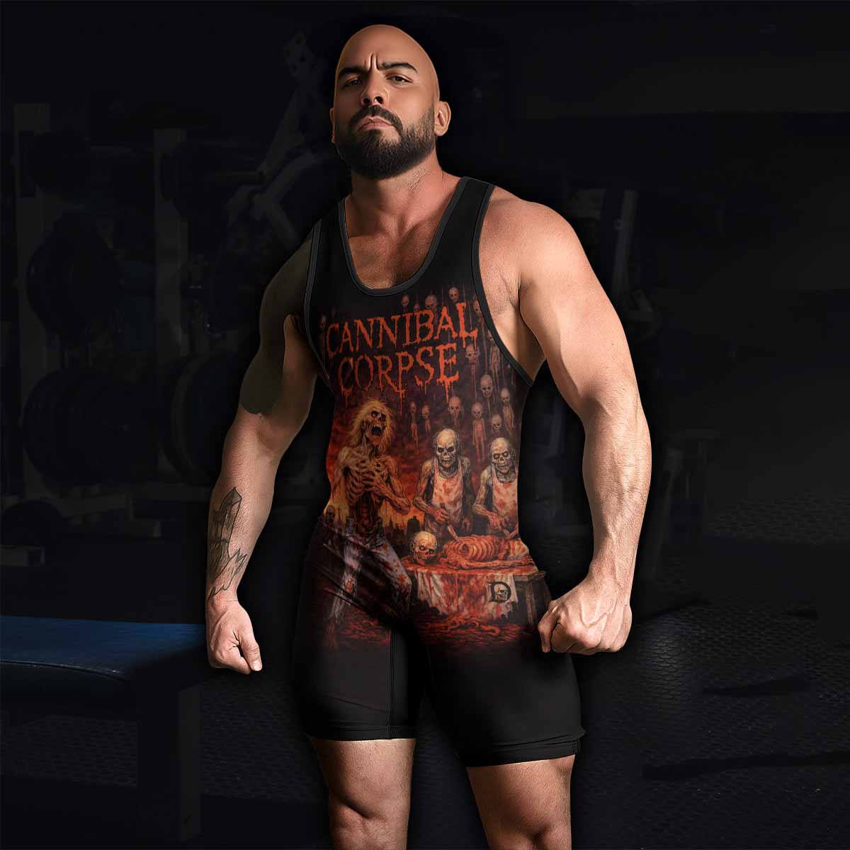 Cannibal Corpse Eaten Back to Life Wrestling Singlet - men's lifestyle view