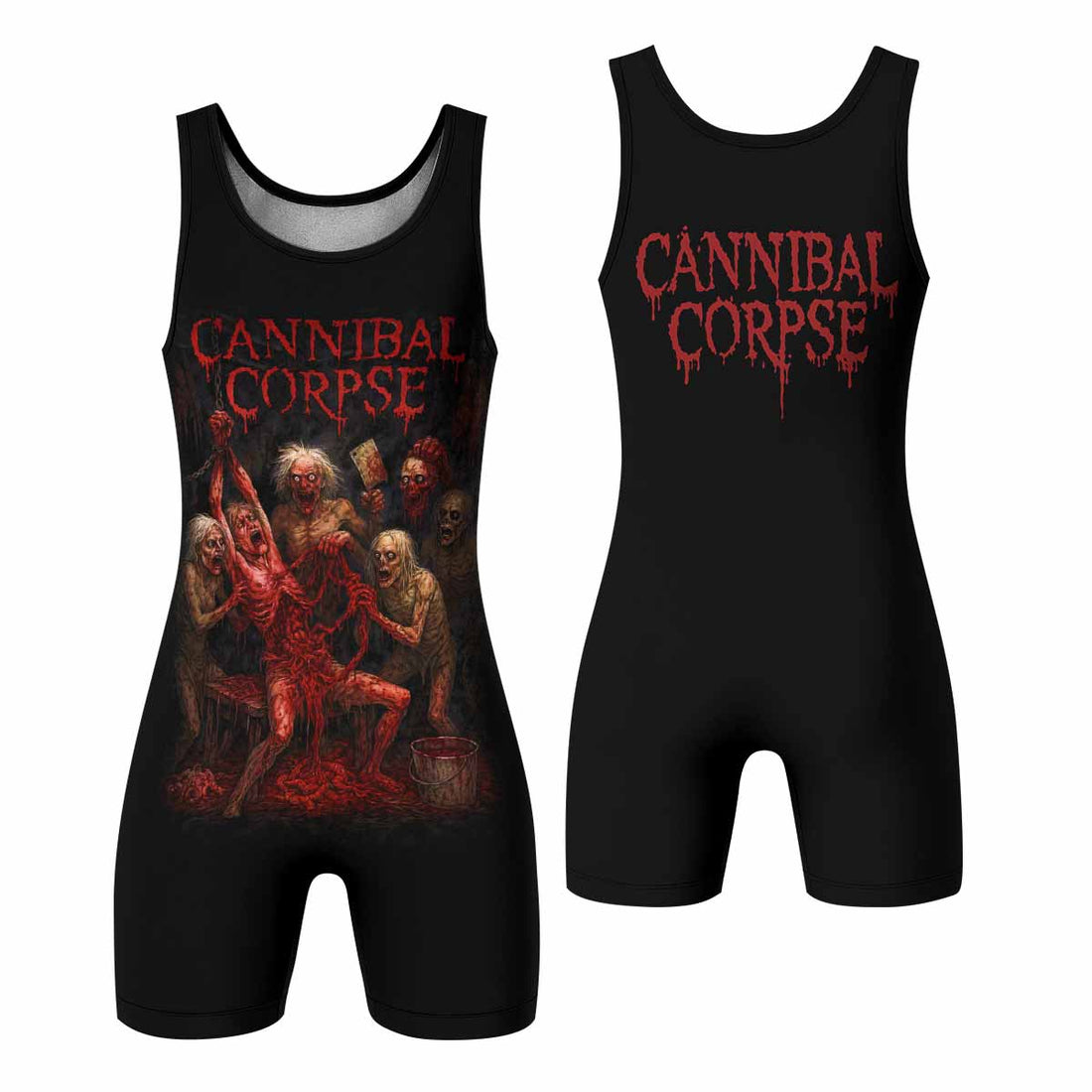 Butchered at Birth Cannibal Corpse Wrestling Singlet - front and back view