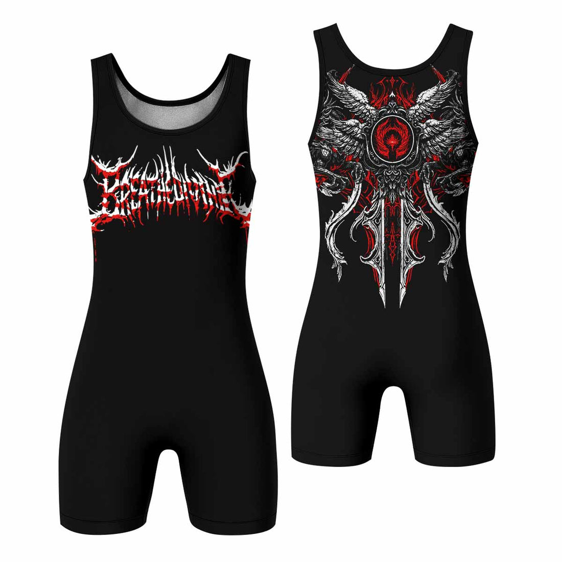 Crimson Seraphim Wrestling Singlet - front and back view
