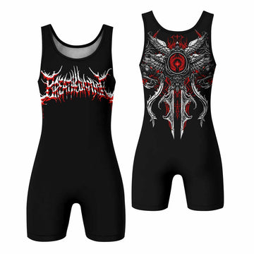 Crimson Seraphim Wrestling Singlet - front and back view