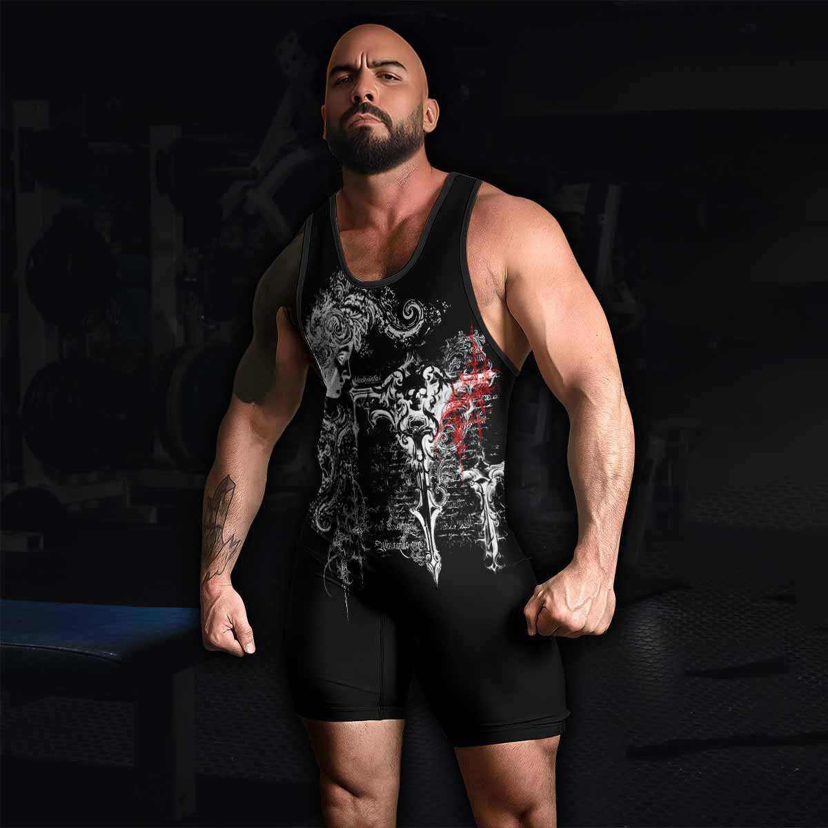 Born to Die Wrestling Singlet - men's lifestyle view