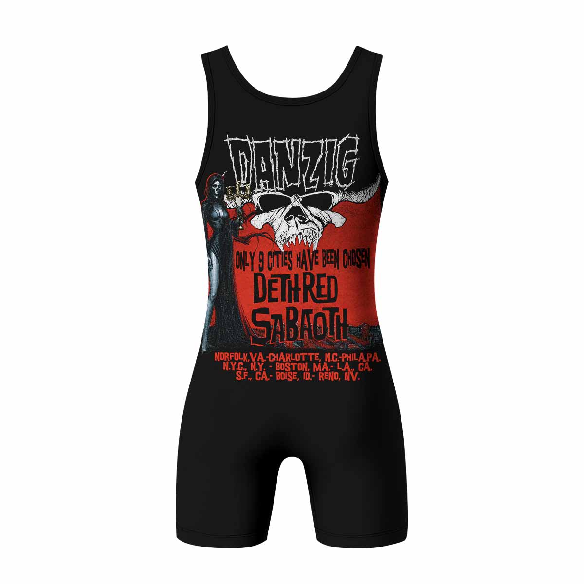 Danzig Deth Red Sabaoth Wrestling Singlet - back view mockup