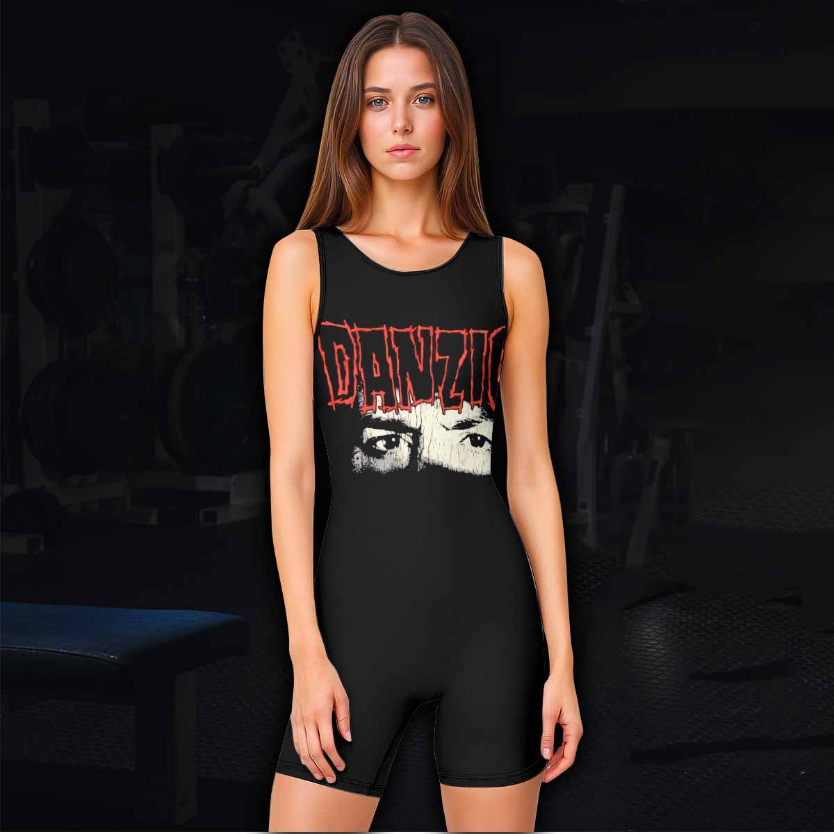 Danzig Deth Red Sabaoth Wrestling Singlet - women's lifestyle view