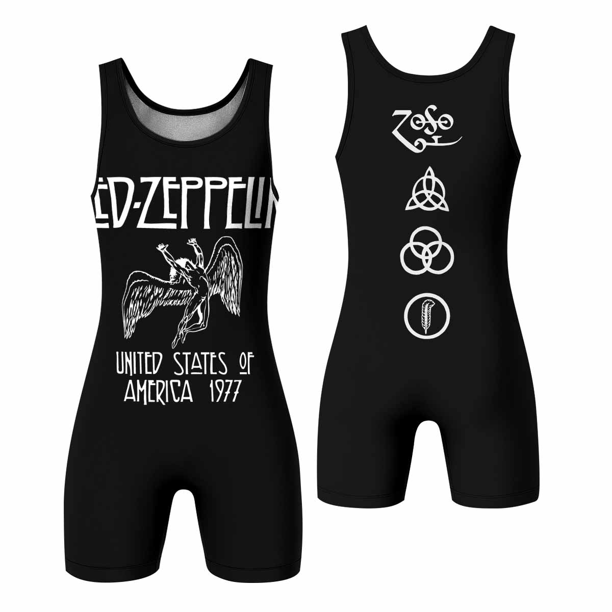 Led Zeppelin North American Tour 1977 Wrestling Singlet - front and back view