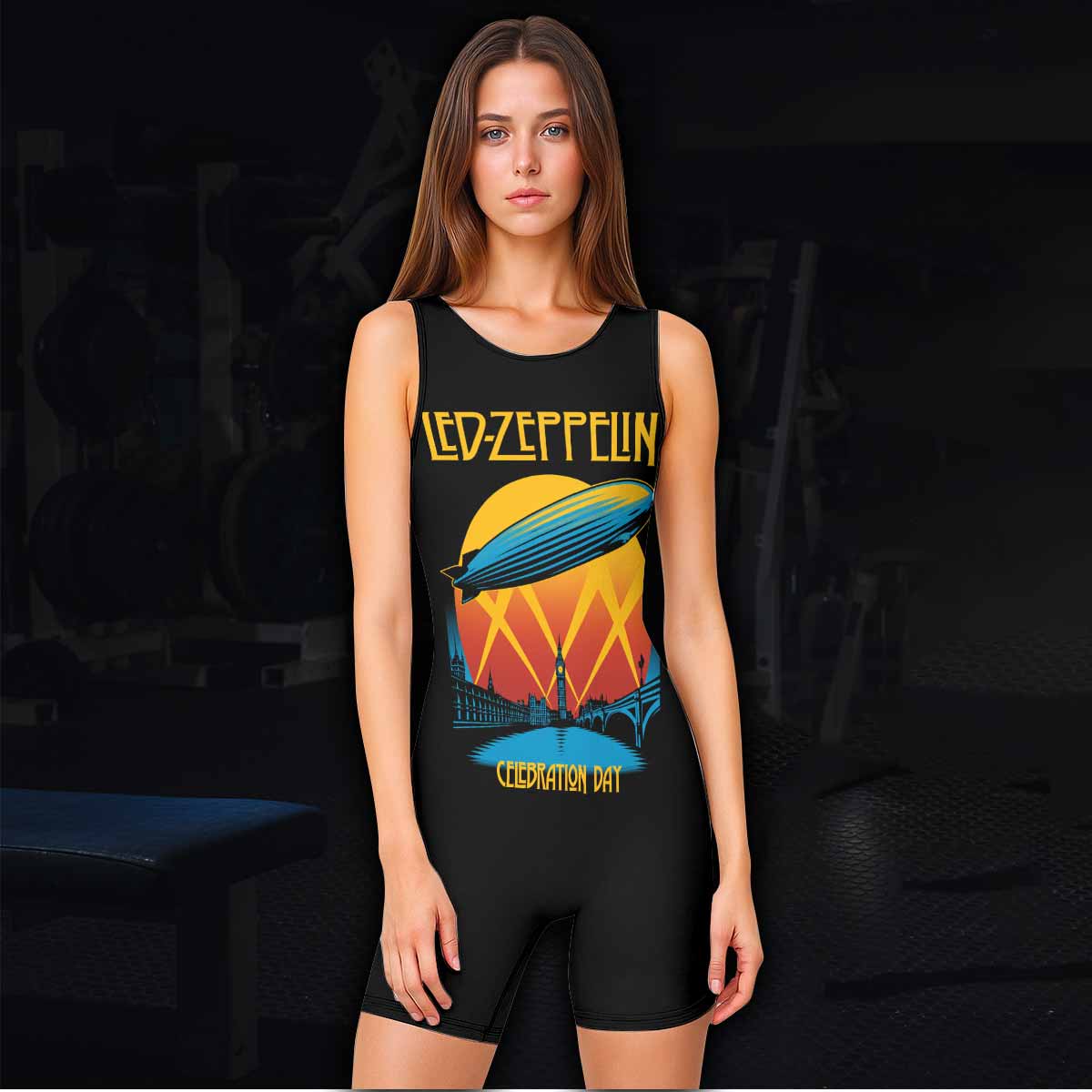 Led Zeppelin Celebration Day Wrestling Singlet - women's lifestyle view