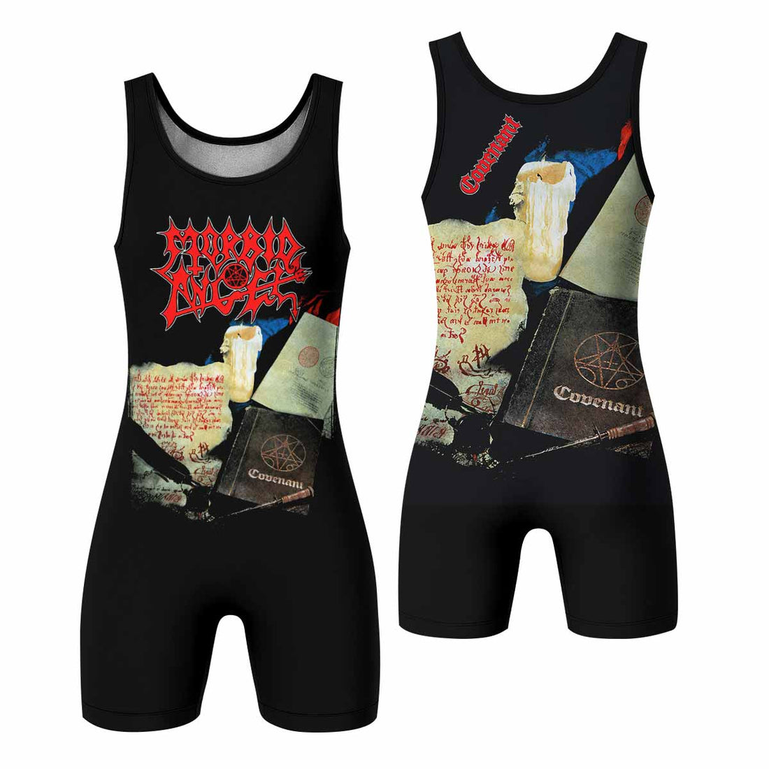 Morbid Angel Covenant Wrestling Singlet - front and back view