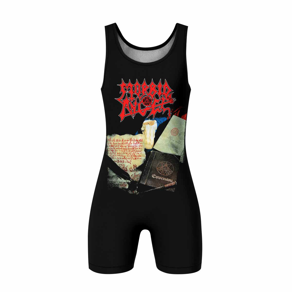 Morbid Angel Covenant Wrestling Singlet - front view mockup