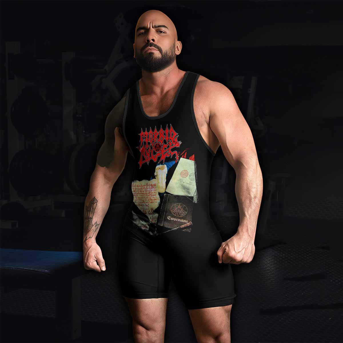 Morbid Angel Covenant Wrestling Singlet - men's lifestyle view