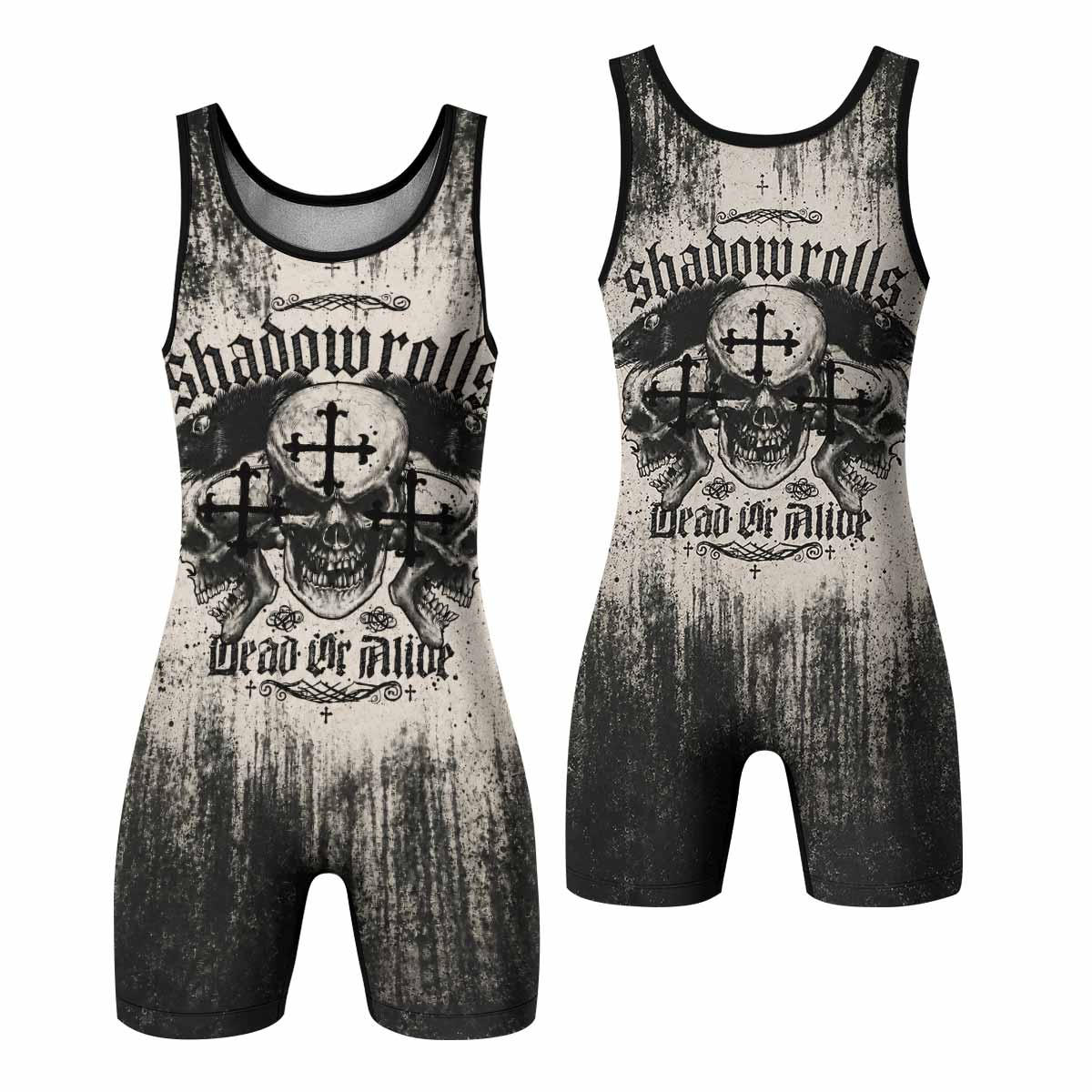 Shadowrolls Dead Or Alive Wrestling Singlet - front and back view