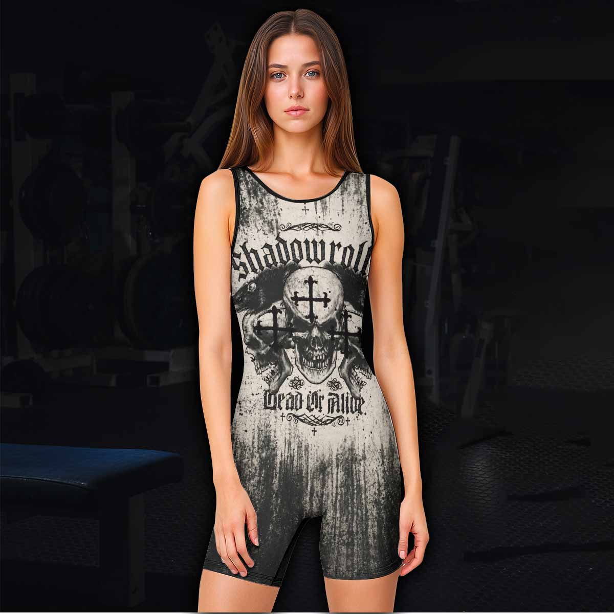Shadowrolls Dead Or Alive Wrestling Singlet - women's lifestyle view