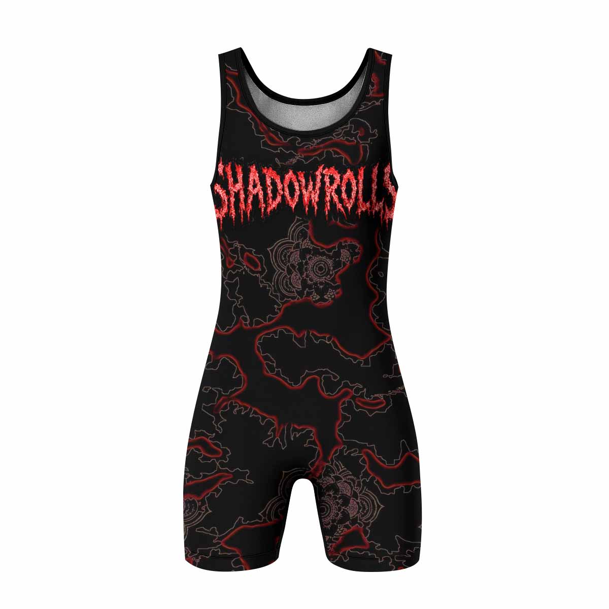Crimson Hollow Skull Wrestling Singlet - front view mockup