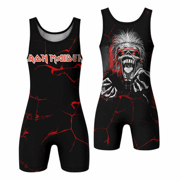 Iron Maiden A Real Dead One Wrestling Singlet - front and back view