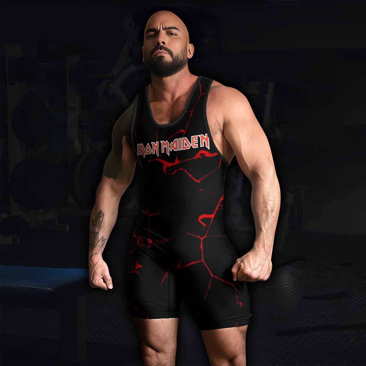 Iron Maiden A Real Dead One Wrestling Singlet - men's lifestyle view
