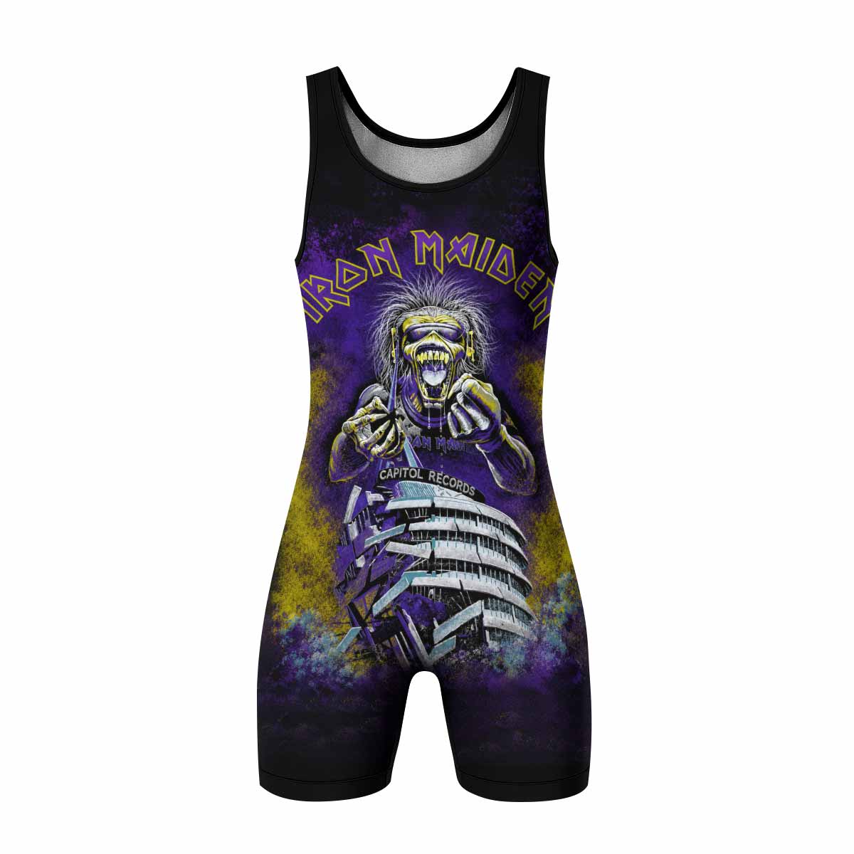 Iron Maiden Capitol Chaos Eddie Wrestling Singlet - front view mockup