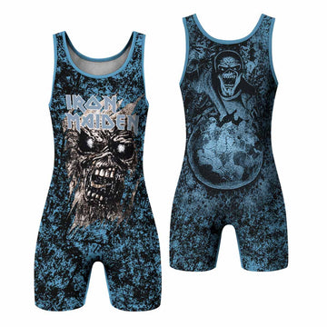 Iron Maiden Fear Reaper Eddie Wrestling Singlet - front and back view