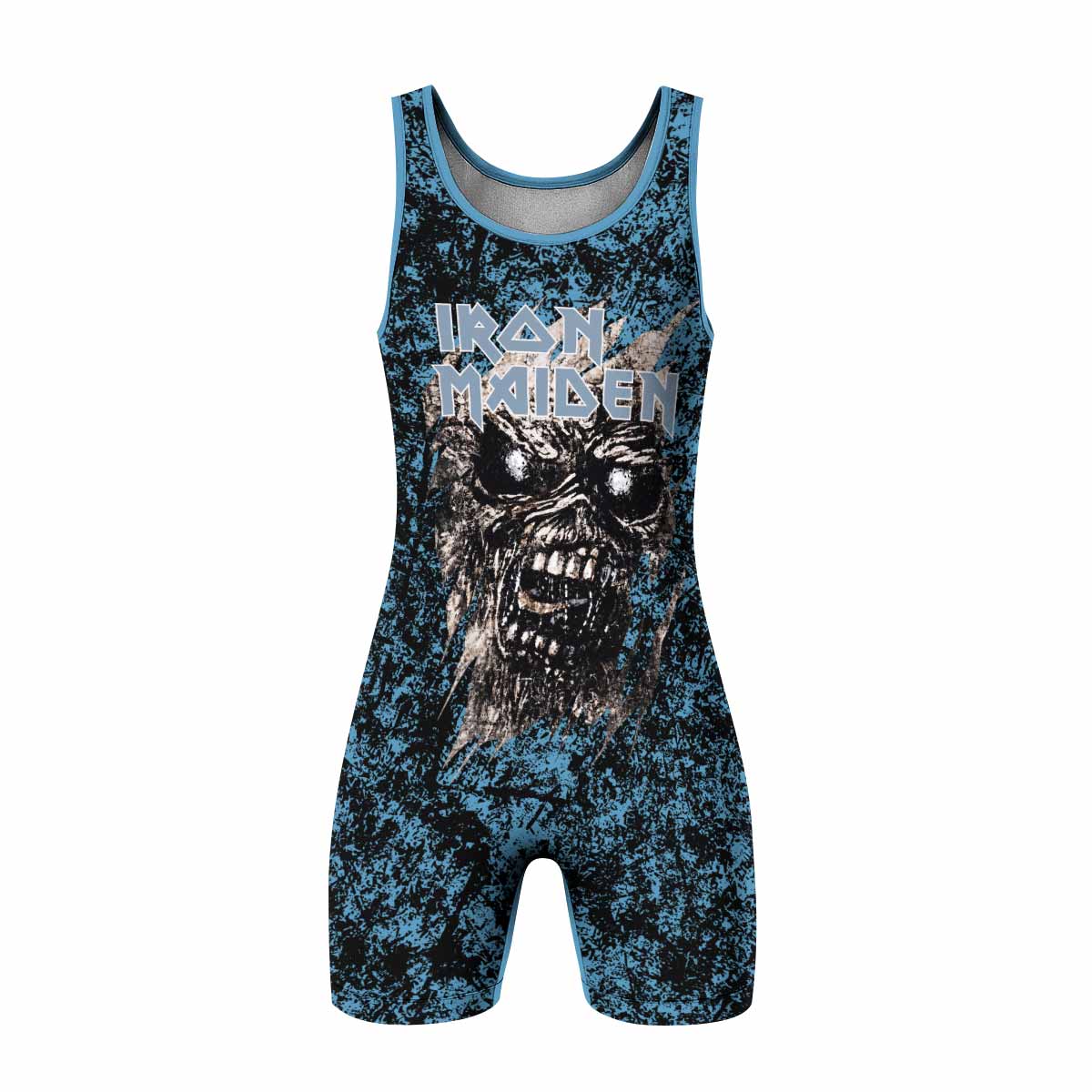 Iron Maiden Fear Reaper Eddie Wrestling Singlet - front view mockup