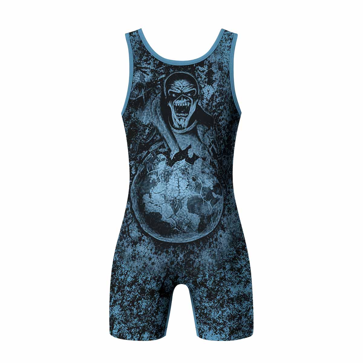 Iron Maiden Fear Reaper Eddie Wrestling Singlet - back view mockup