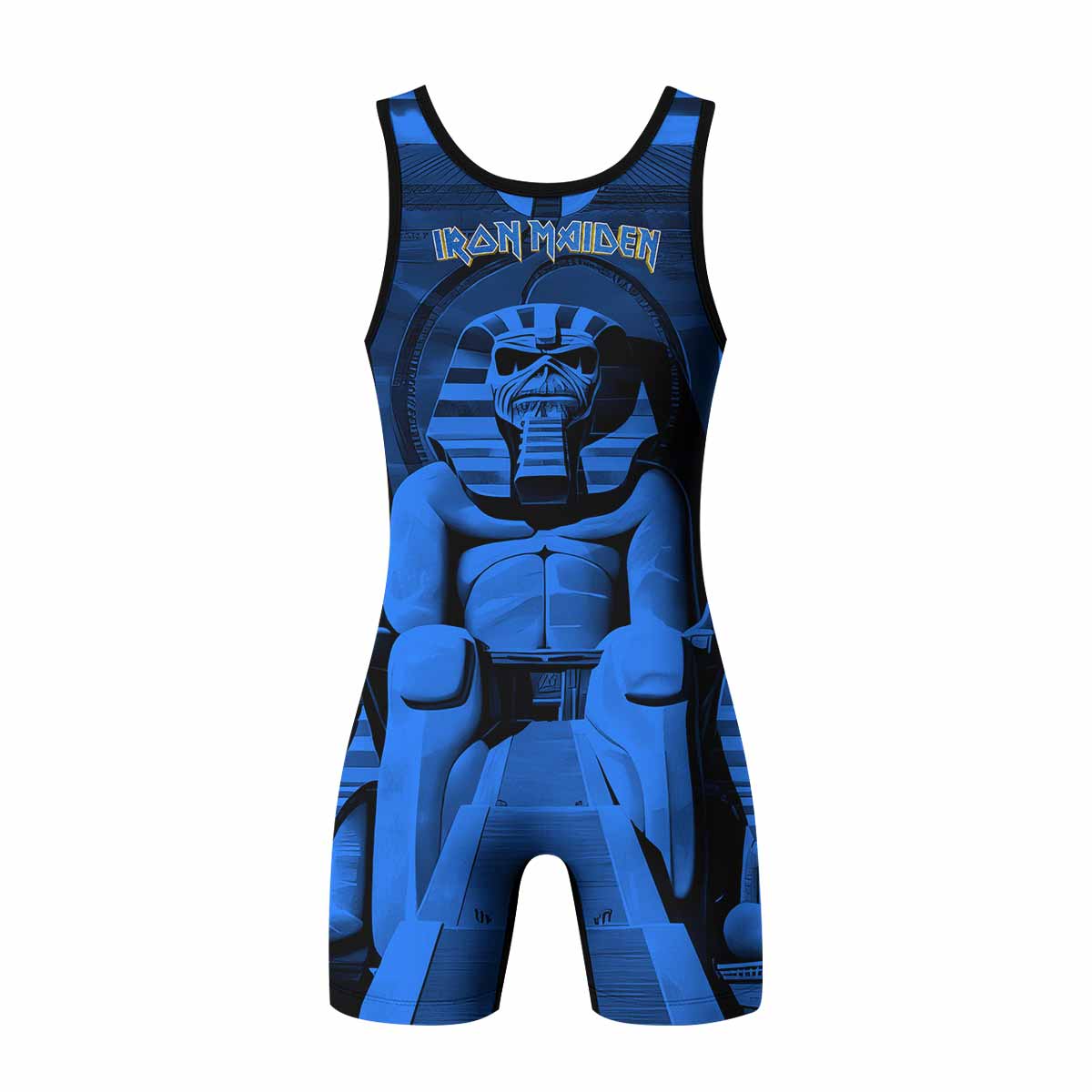 Iron Maiden Powerslave Mummy Eddie Wrestling Singlet - back view mockup