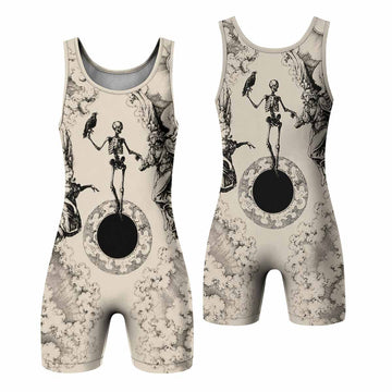 Celestial Memento Mori Wrestling Singlet - front and back view