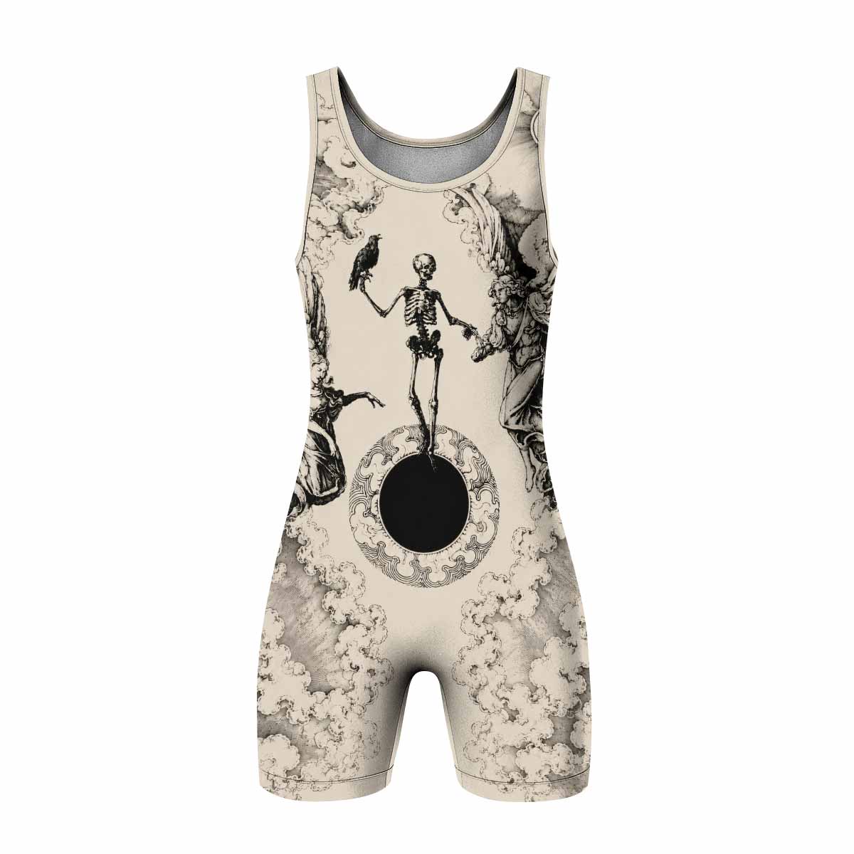 Celestial Memento Mori Wrestling Singlet - front view mockup