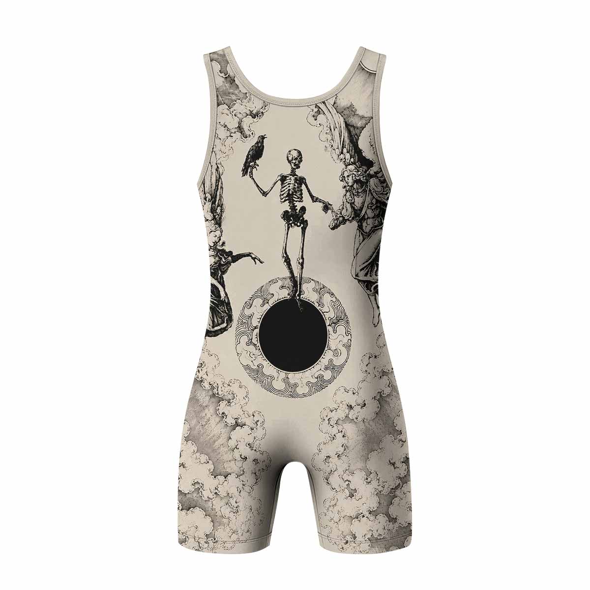 Celestial Memento Mori Wrestling Singlet - back view mockup