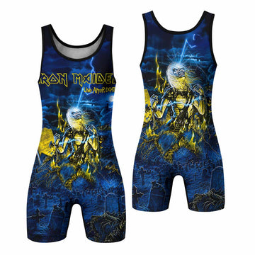 Iron Maiden Live After Death Eddie Wrestling Singlet - front and back view
