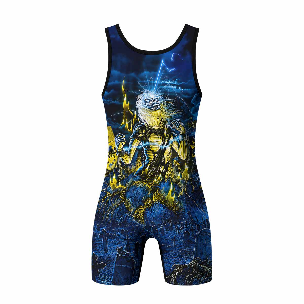Iron Maiden Live After Death Eddie Wrestling Singlet - back view mockup