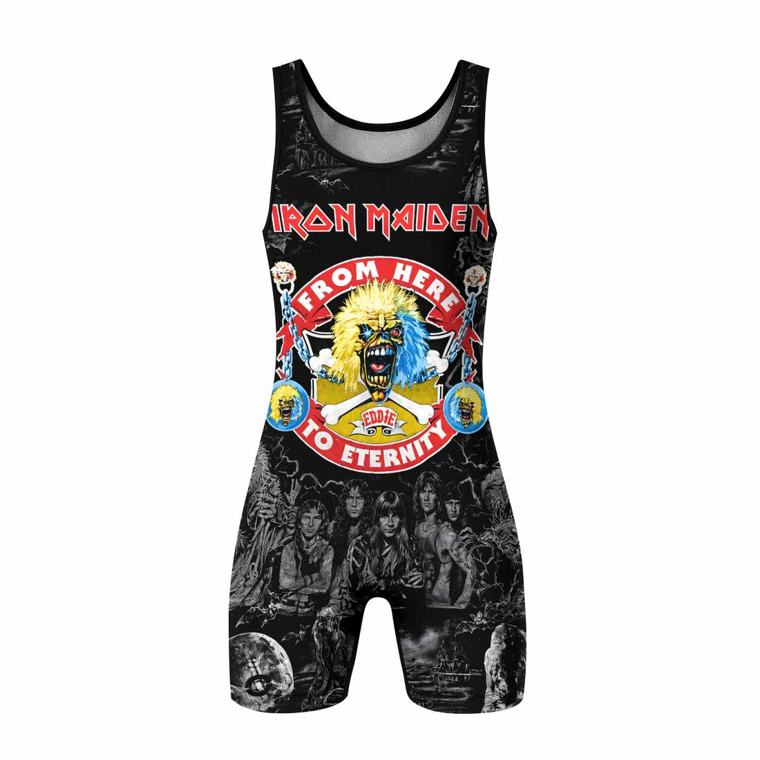 Iron Maiden From Here to Eternity Eddie Wrestling Singlet - front and back view