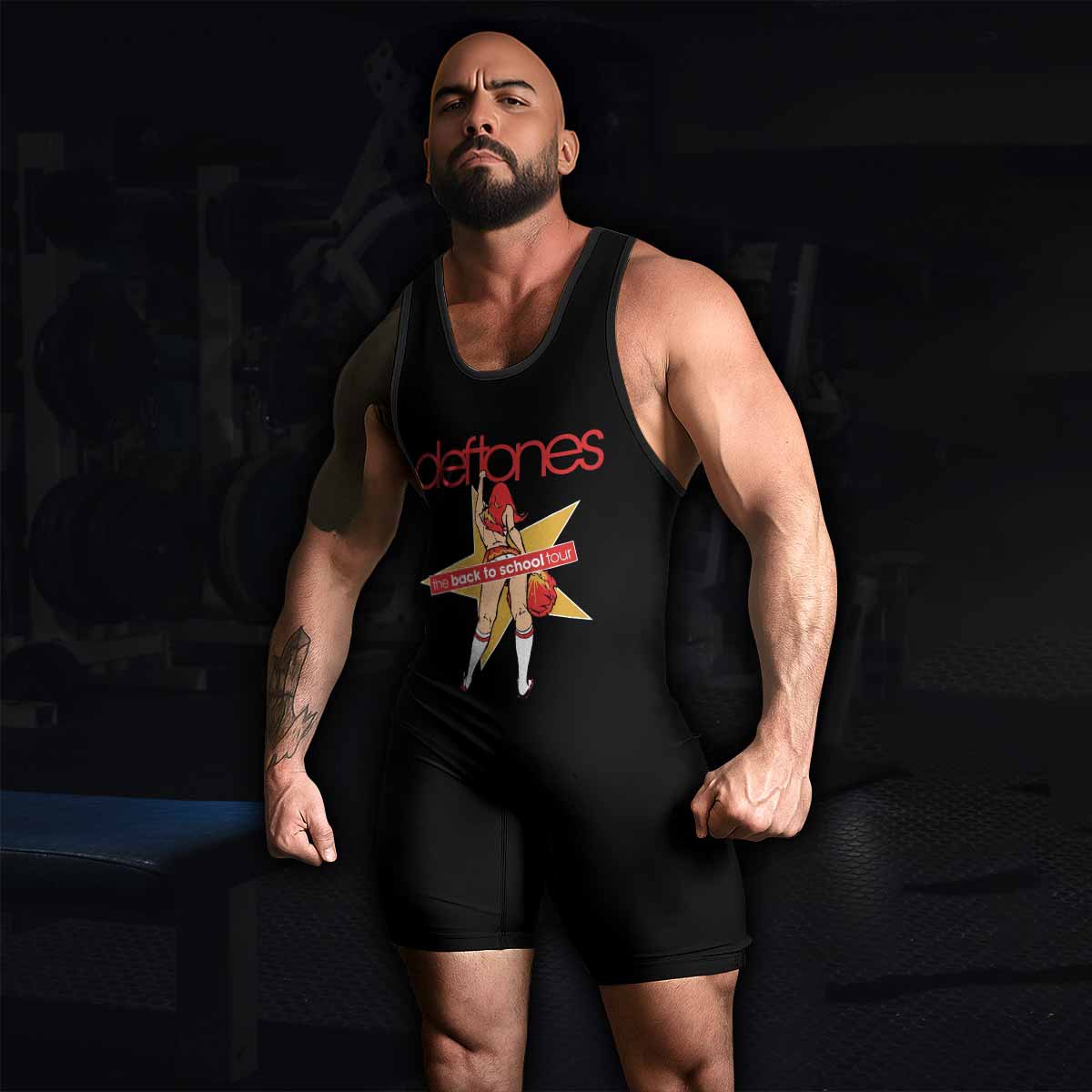 Deftones Back to School Tour Wrestling Singlet - men's lifestyle view