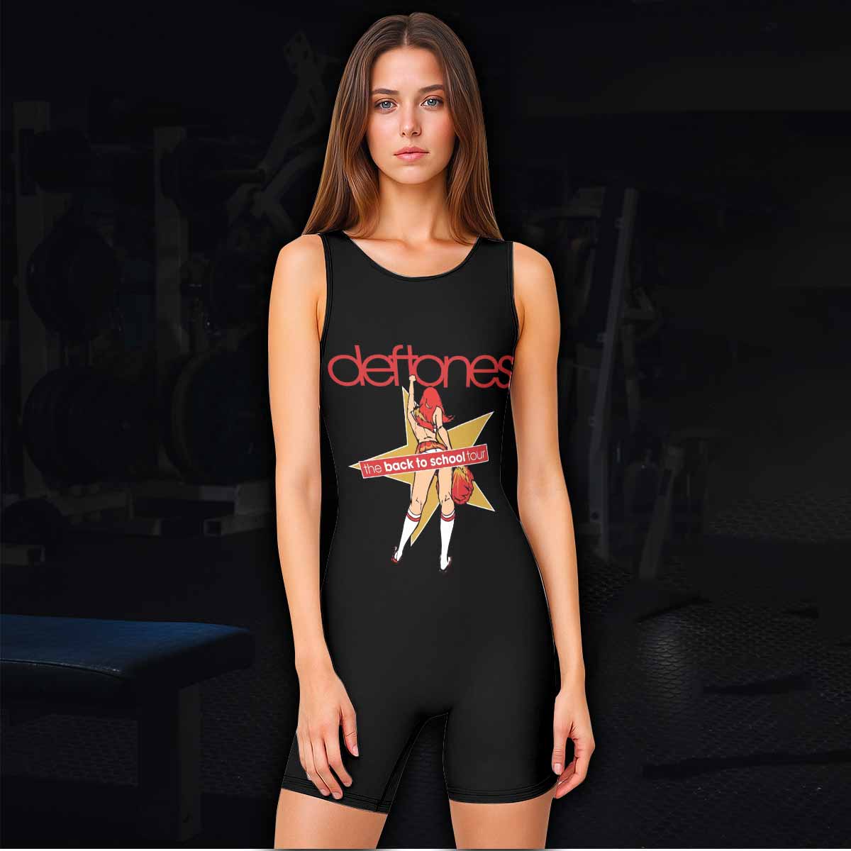 Deftones Back to School Tour Wrestling Singlet - women's lifestyle view