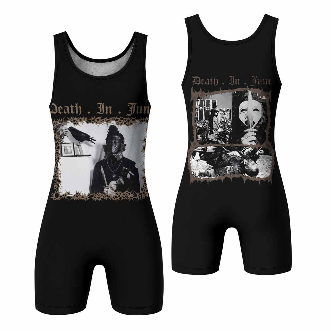 Death in June Ritual Raven Wrestling Singlet - front and back view